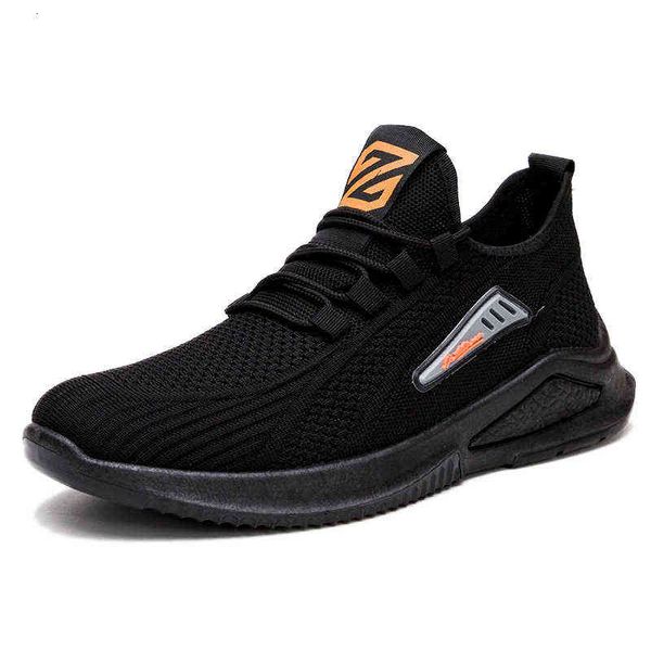 fashion men's shoes autumn and winter trendy 2021 breathable student casual flying woven running, Black